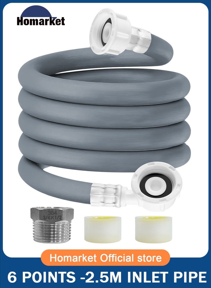 HomarKet Premium Quality Extra Long Universal Washing Machine/Dishwasher Inlet Fill Hose 2.5 Metre,Adapter For Fully Automatic Washing Machine,Reliable Dishwasher Explosion-proof Extension Tube with 1pcs Reducer Bush and 2pcs Tape - Image 1