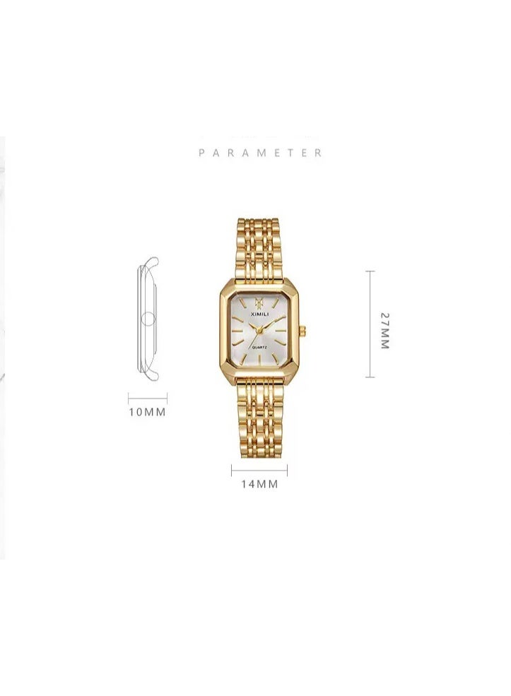 Women's Business Rectangle Quartz Watch Luxury Golden Fashion Analog Wrist Watch For Daily Life - Image 2