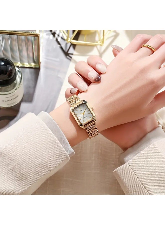 Women's Business Rectangle Quartz Watch Luxury Golden Fashion Analog Wrist Watch For Daily Life - Image 5