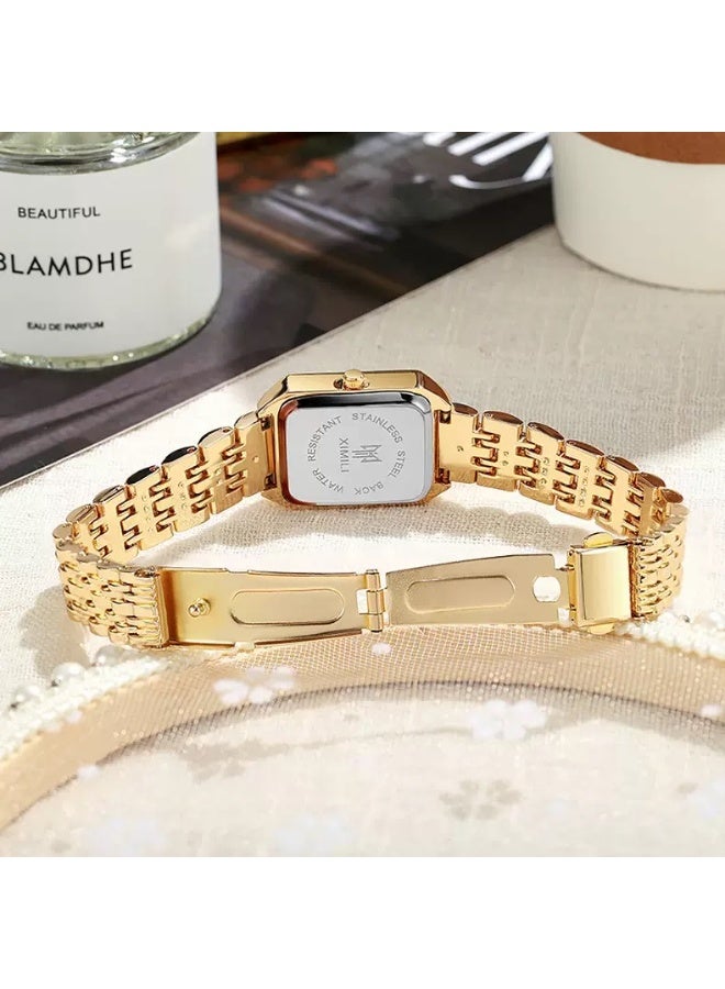 Women's Business Rectangle Quartz Watch Luxury Golden Fashion Analog Wrist Watch For Daily Life - Image 3
