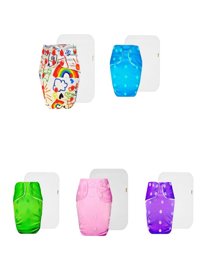Dumbledo Premium Cloth Diaper with Cotton Insert (Pack of 5) | Dry Feel and Comfortable | Reusable & Washable | Quick Dry | Trusted by Moms | 3 Months - 3 Years | Unisex Baby - Image 1