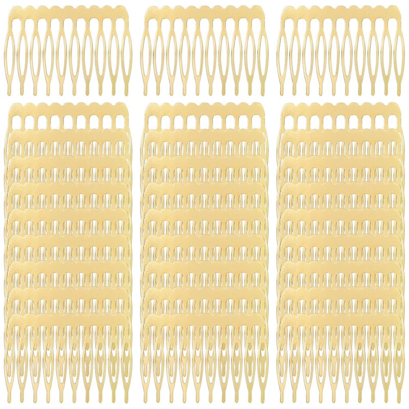 Cinaci 30pcs Small Plain Blank DIY Craft Gold Metal Hair Side Combs Slides with 10 Teeth Wedding Bridal Veil Combs Headpieces French Twist Bun Hair Clips for Women Flower Girls Brides Gold30 Pack