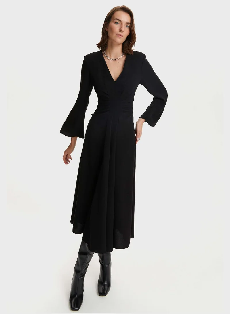 Nocturne V-Neck Ruched Waist Dress
