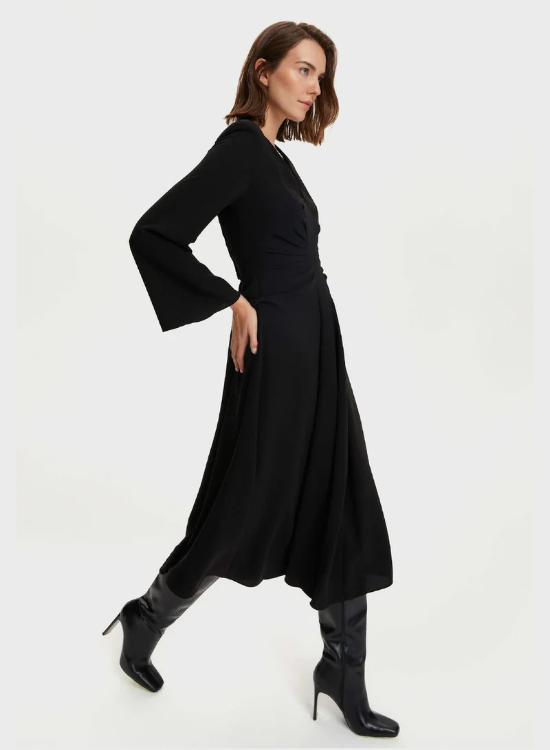 Nocturne V-Neck Ruched Waist Dress