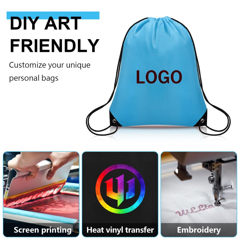 Grneric 50Pcs Drawstring Backpack Bulk Cinch Bag, Drawstring Bags Polyester for Gym Sports Beach Party Trip (10 Colors) - Image 2