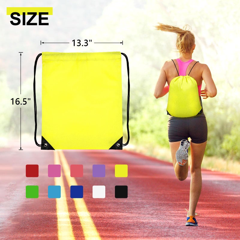 Grneric 50Pcs Drawstring Backpack Bulk Cinch Bag, Drawstring Bags Polyester for Gym Sports Beach Party Trip (10 Colors) - Image 3