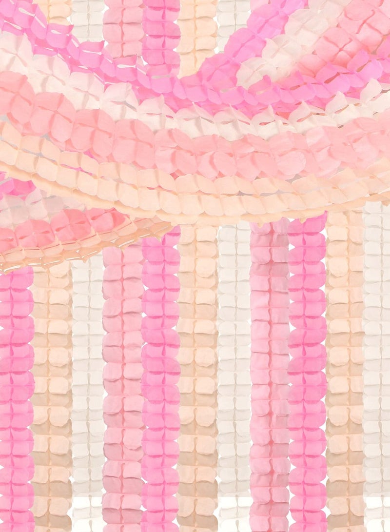 Peach Party Decoration Flutter Garland,Paper Pull Party Banner Pink and White,For Couple Confession Day Clover Hanging Banner,Wedding Girl Birthday Bride Wedding Engagement Party Decoration - Image 1