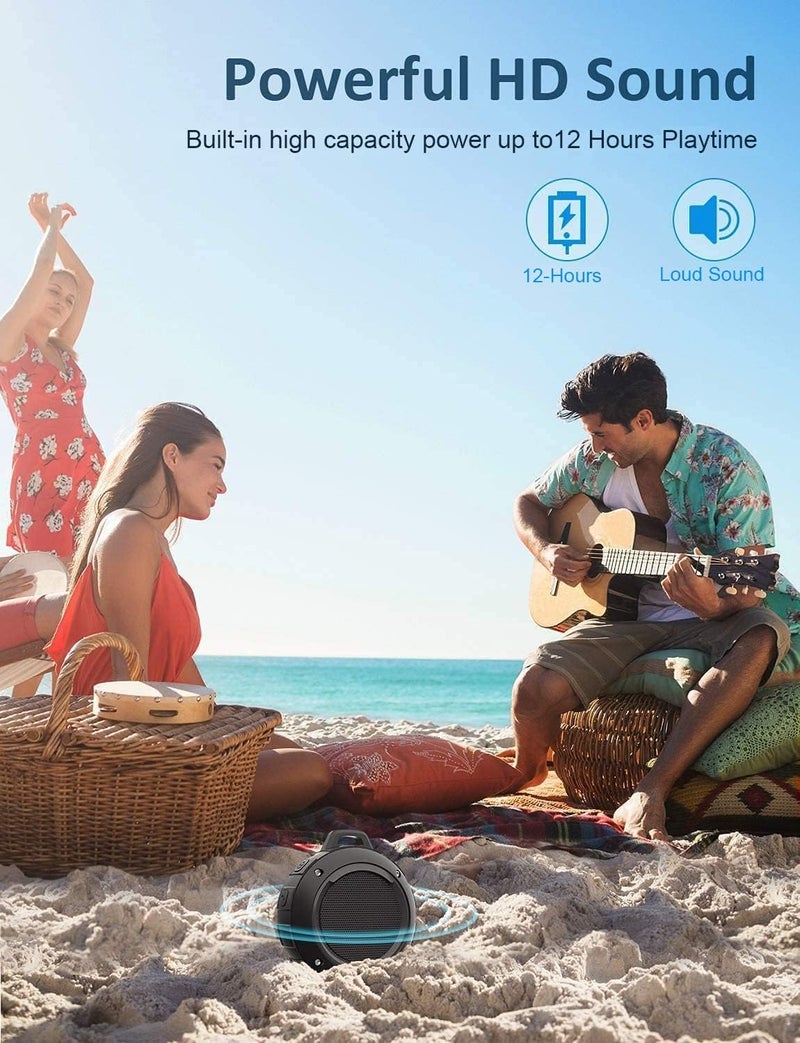Kunodi Outdoor Waterproof Bluetooth Speaker, Wireless Portable Mini Shower Travel Speaker with Subwoofer, Enhanced Bass, Built in Mic for Sports, Pool, Beach, Hiking, Camping - Image 5