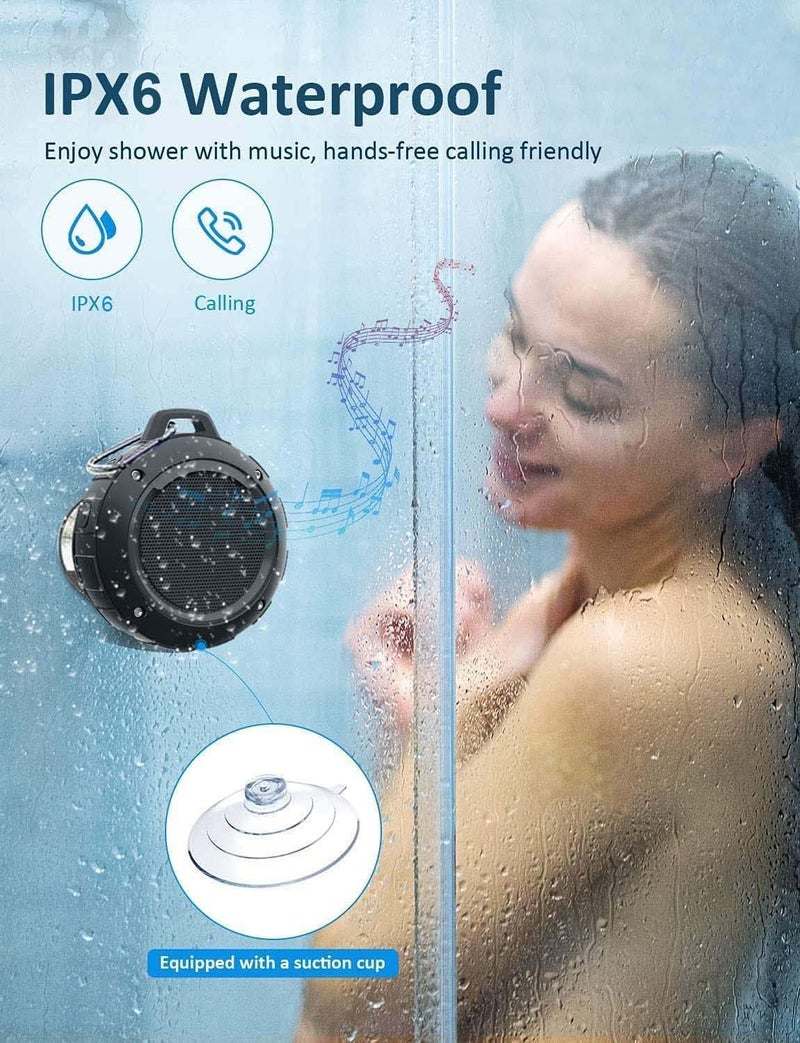 Kunodi Outdoor Waterproof Bluetooth Speaker, Wireless Portable Mini Shower Travel Speaker with Subwoofer, Enhanced Bass, Built in Mic for Sports, Pool, Beach, Hiking, Camping - Image 2