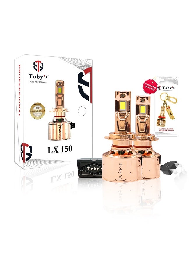 توبيز مصباح أمامي LED للسيارة من Tobys LX 150 قطعتين أصليتين بقوة 150 واط/القطعة وقوة 15000 لومن مع درجة حرارة لون 6500 كلفن - H7 - Image 1