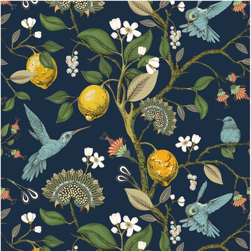 Blooming Wall Blue Bird Fresh Lemon Tree Peel and Stick Wallpaper Removable Self Adhesive Wall Mural Wall Decor 145 Square FtRoll - Image 2