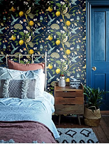 Blooming Wall Blue Bird Fresh Lemon Tree Peel and Stick Wallpaper Removable Self Adhesive Wall Mural Wall Decor 145 Square FtRoll - Image 3