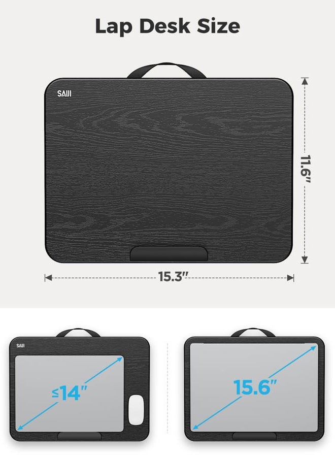 SAIJI Laptop Lap Desk, Portable Laptops Tray with Cushion, Drawer Storage, Phone Holder, 12mm Thickened Panel,Carry Handle, Computer Laptop Stand for Bed Fits Up to 15.6 Inch Laptops - Image 2