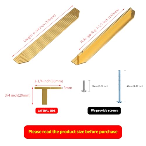 BaiNong Brass Cabinet pulls Brushed Drawer pulls Modern Gold Cabinet Cabinet Handles Drawer Handles for Dresser (2Pack-9.8inch Polygon) - Image 2
