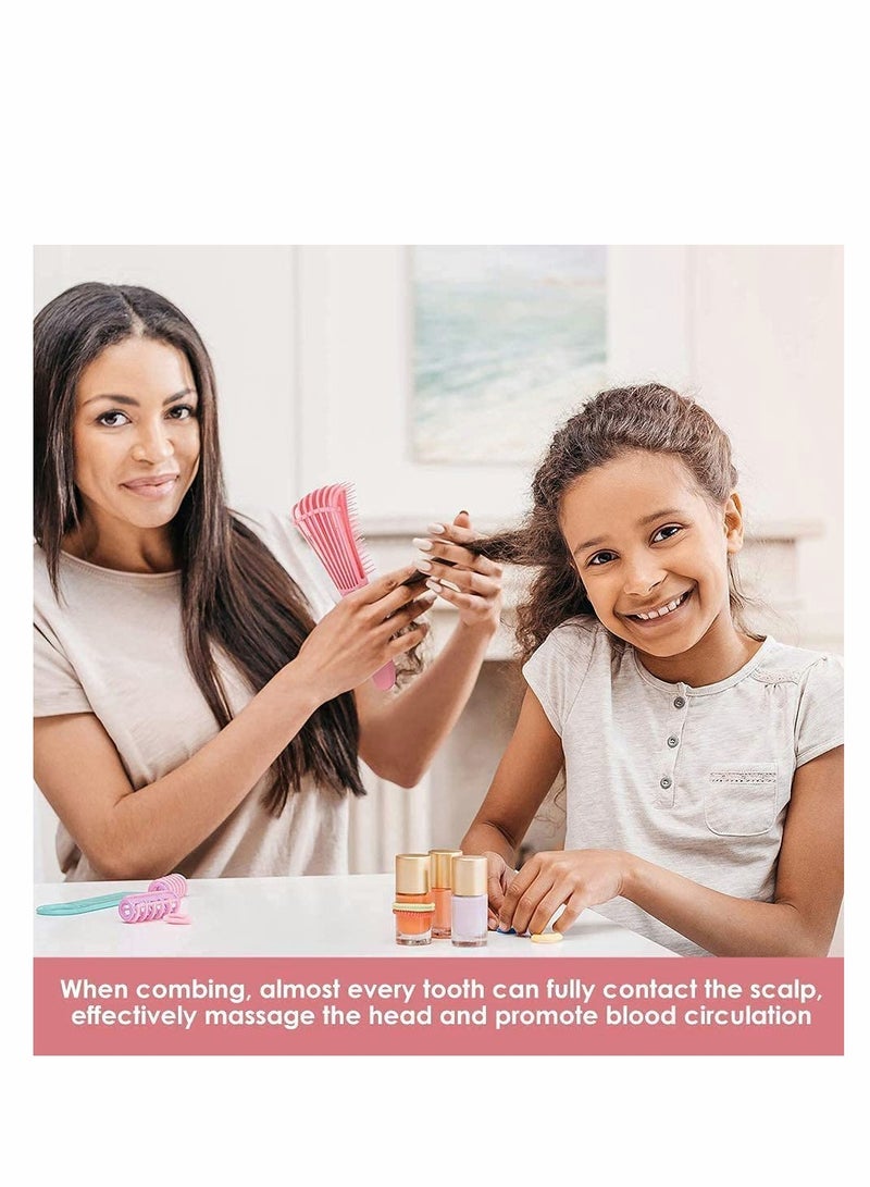 SOLARAE 2 Pieces Detangling Brush Detangler and 2 Pieces Edge Brush Double Sided Hair Comb, Clean Knots for 3a to 4c Hair Textured Kinky Wavy Curly Wet Dry Oil Matted Hair (Black Pink) - Image 2