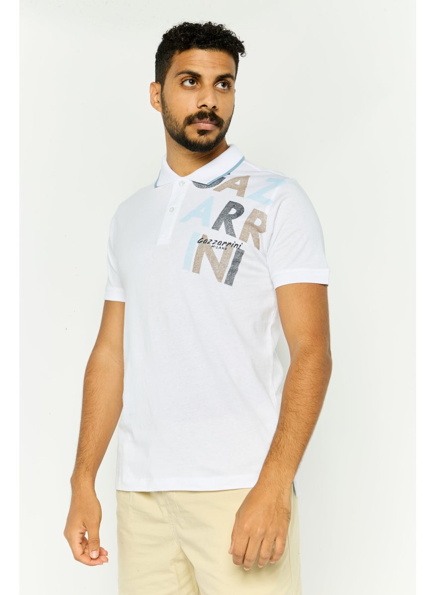 Gazzarrini Men Regular Fit Graphic Print Short Sleeves Polo Shirt, White  - Image 1