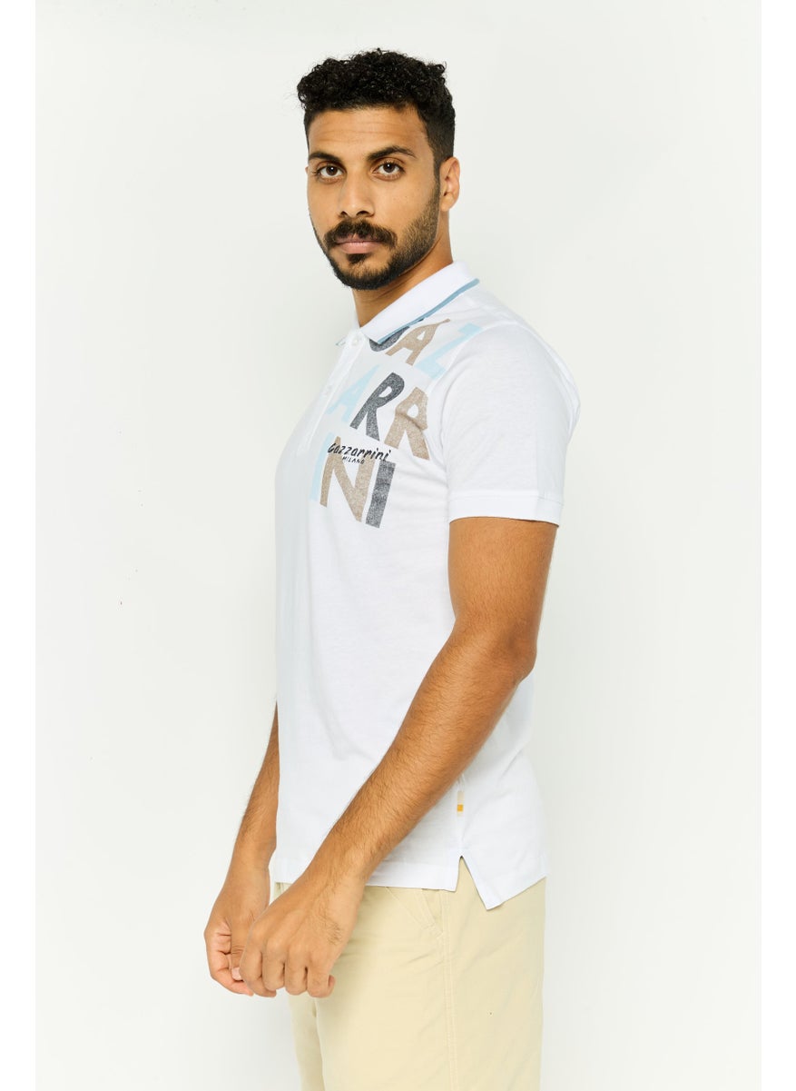 Gazzarrini Men Regular Fit Graphic Print Short Sleeves Polo Shirt, White  - Image 3