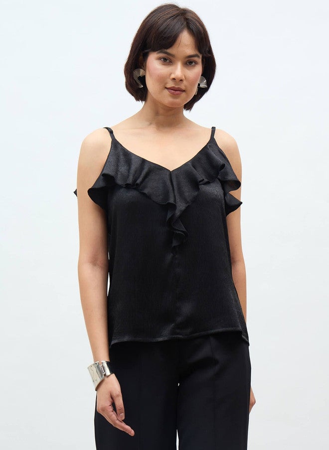 SALT ATTIRE Ruffles Satin Top - Image 1