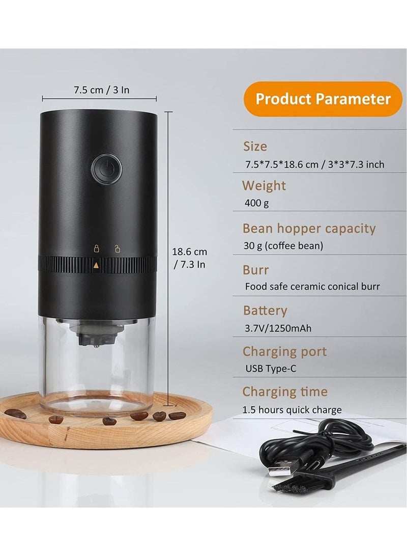 Generic - USB Rechargeable Portable Electric Burr Coffee Grinder, 4 Cups Small Automatic Conical Burr with Multi Grind Setting for Espresso Drip Pour Over French Press - Image 1