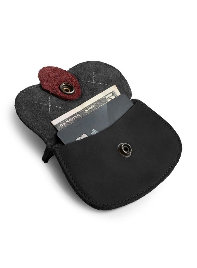 Hide & Drink , Cat Shape Wallet Handmade from Full Grain Leather - Cartoon Black - Image 3