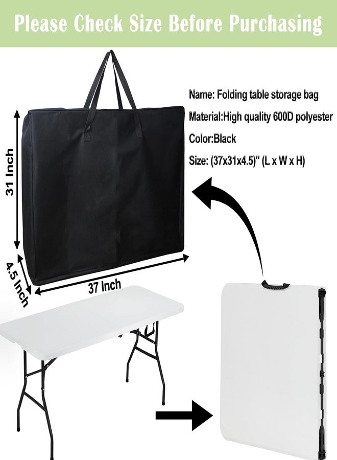 Luccov 4/6/ 8 Foot Folding Table Storage Bag, Waterproof Heavy Duty Large Carrying Bag for Folding Tables, Picnic/Camp Tables Cover with Durable Zipper & Shoulder Strap, 31" D X 37" W X4.5 H, Black - Image 2