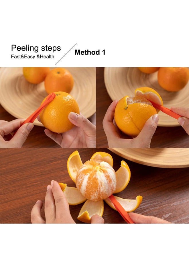 Soft Home Premium Plastic Orange Peeler Lemon Citrus Peel Cutter Vegetable Slicer Fruit Tools (Long Handle Type Green 2 Pack; Mouse Type orange 1 Pack) - Image 3