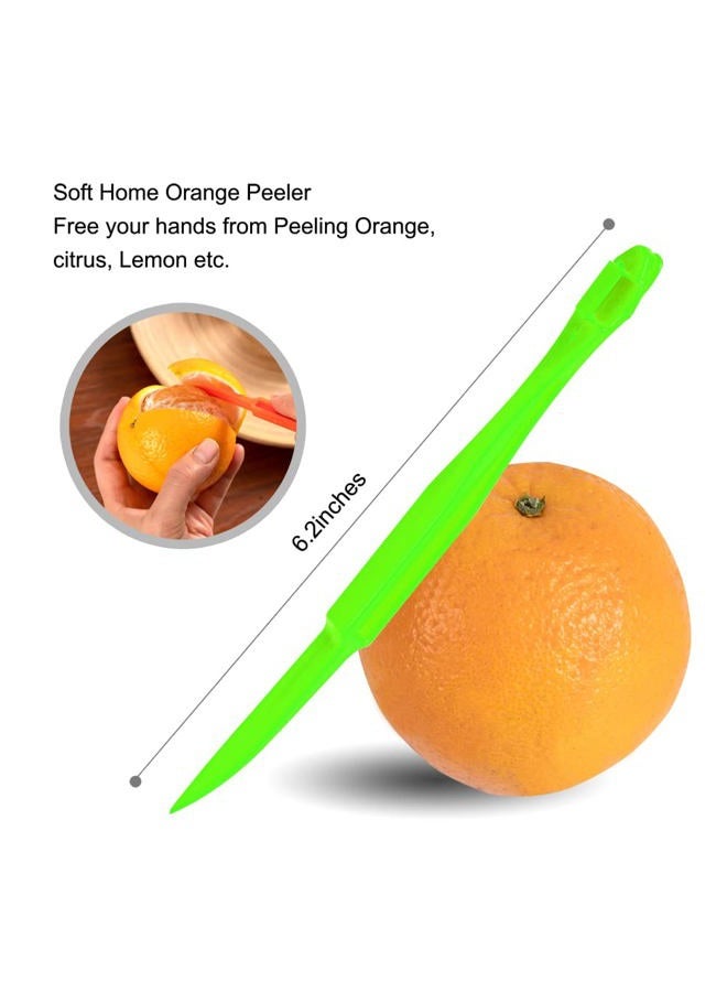Soft Home Premium Plastic Orange Peeler Lemon Citrus Peel Cutter Vegetable Slicer Fruit Tools (Long Handle Type Green 2 Pack; Mouse Type orange 1 Pack) - Image 2