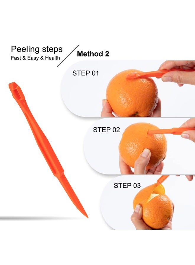 Soft Home Premium Plastic Orange Peeler Lemon Citrus Peel Cutter Vegetable Slicer Fruit Tools (Long Handle Type Green 2 Pack; Mouse Type orange 1 Pack) - Image 4
