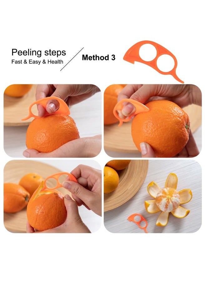 Soft Home Premium Plastic Orange Peeler Lemon Citrus Peel Cutter Vegetable Slicer Fruit Tools (Long Handle Type Green 2 Pack; Mouse Type orange 1 Pack) - Image 5