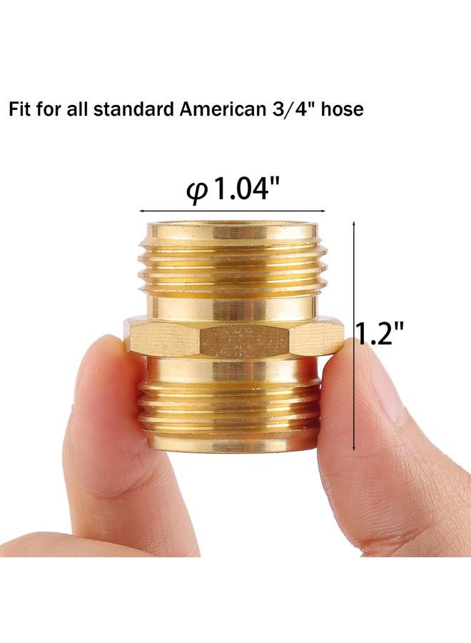 Sanpaint REGNHLIF 2 Pack 3/4" Brass Garden Hose Adapter Double Male Quick Connector - Image 2