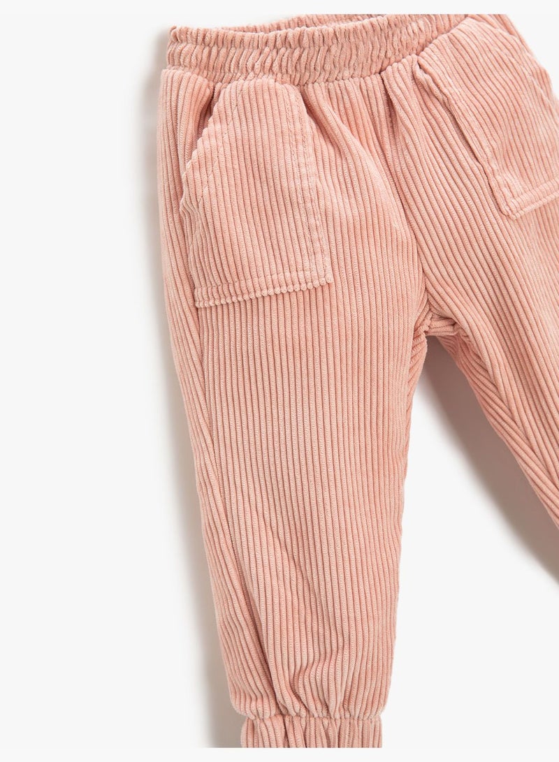 KOTON Corduroy Jogger Trousers Pocket - Image 3