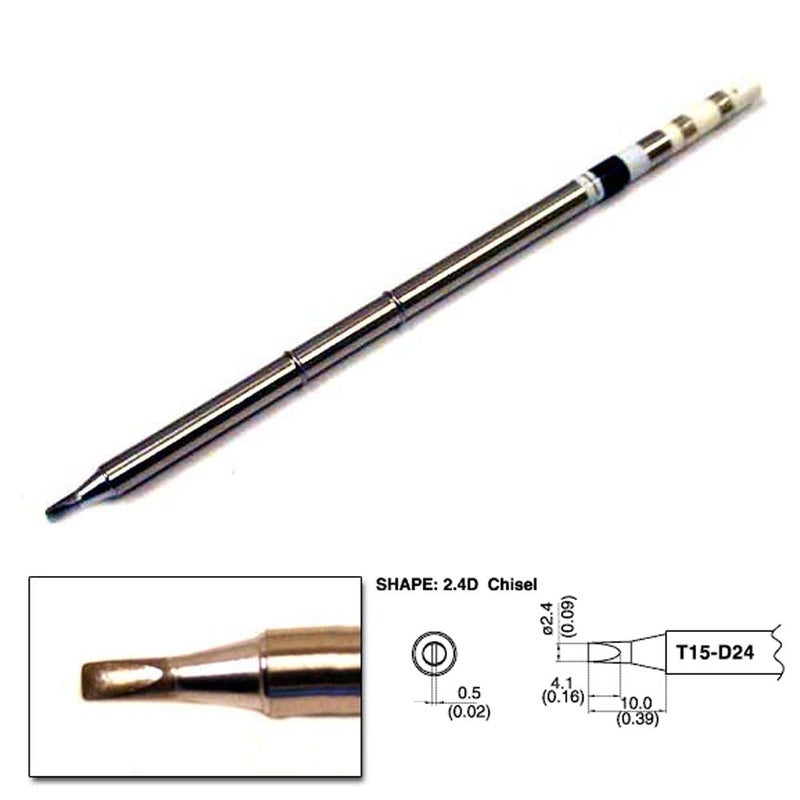 Hakko T15-D24 Soldering Tip, Chisel, 2.4mmx10mm - Image 2