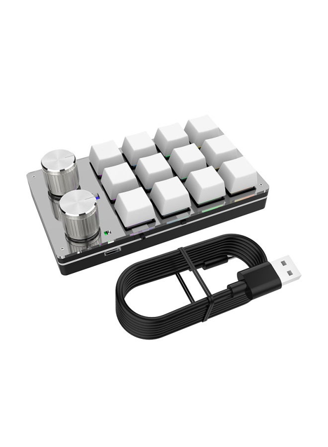 12-key Wired Bluetooth Customizable Mini Keyboard Quick Copy Paste Key One-click Volume Adjustment-Color:3 Knobs Bluetooth 12 Keys Black