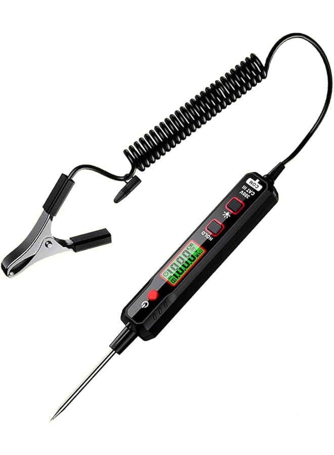 PROMASS promass Car Voltage Detector 100V DC Voltage Tester Automotive Electric Circuit Tester Car Truck Low Voltage & Light Tester with Flashlight, Backlight, LCD Display, 190mm Extended Spring Wire  - Image 1