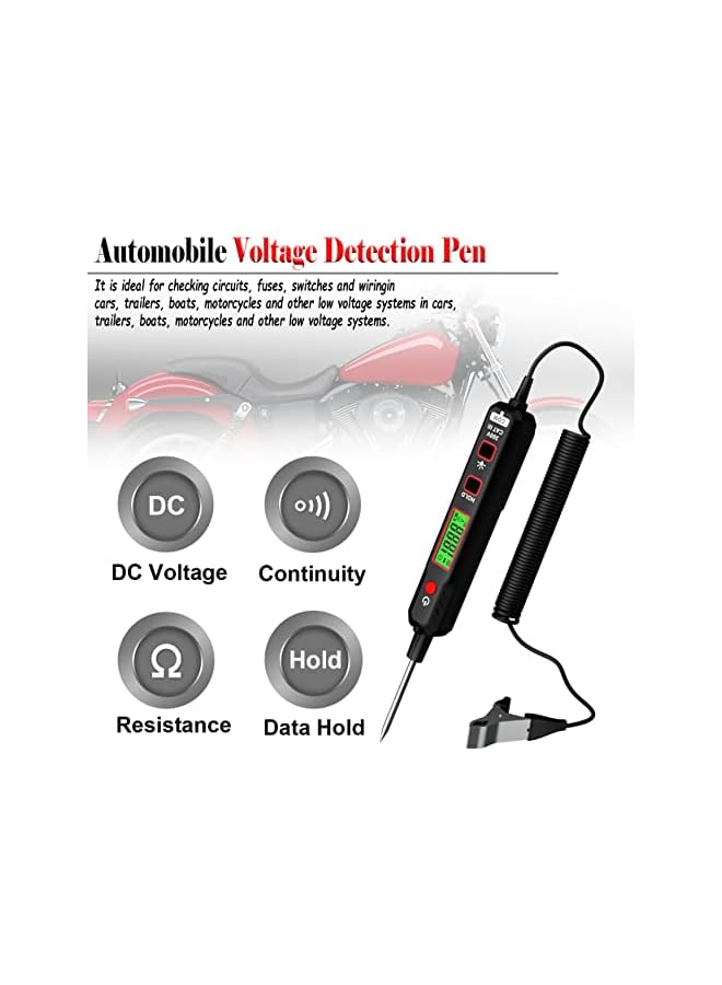 PROMASS promass Car Voltage Detector 100V DC Voltage Tester Automotive Electric Circuit Tester Car Truck Low Voltage & Light Tester with Flashlight, Backlight, LCD Display, 190mm Extended Spring Wire  - Image 3
