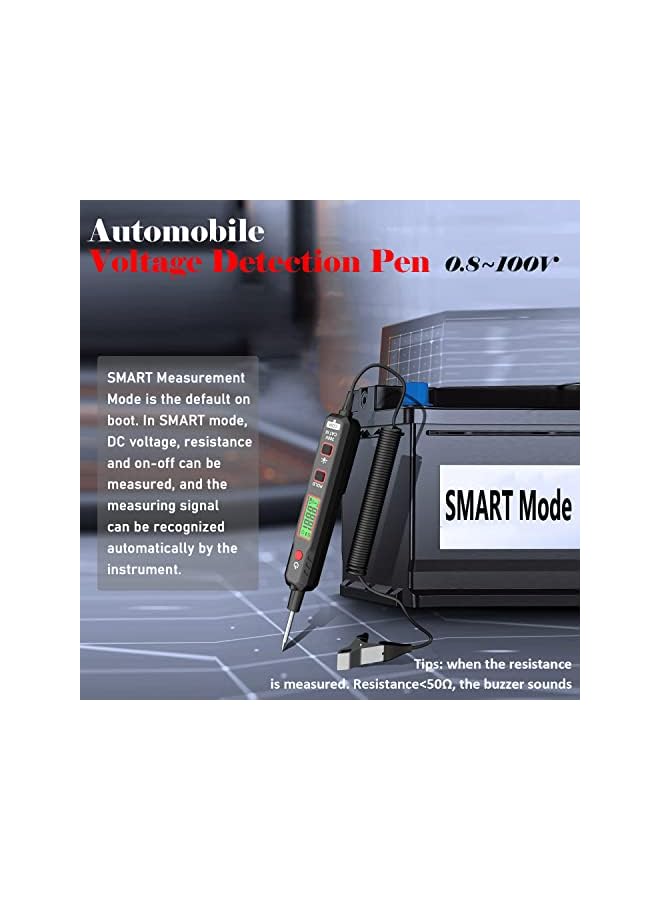 PROMASS promass Car Voltage Detector 100V DC Voltage Tester Automotive Electric Circuit Tester Car Truck Low Voltage & Light Tester with Flashlight, Backlight, LCD Display, 190mm Extended Spring Wire  - Image 4