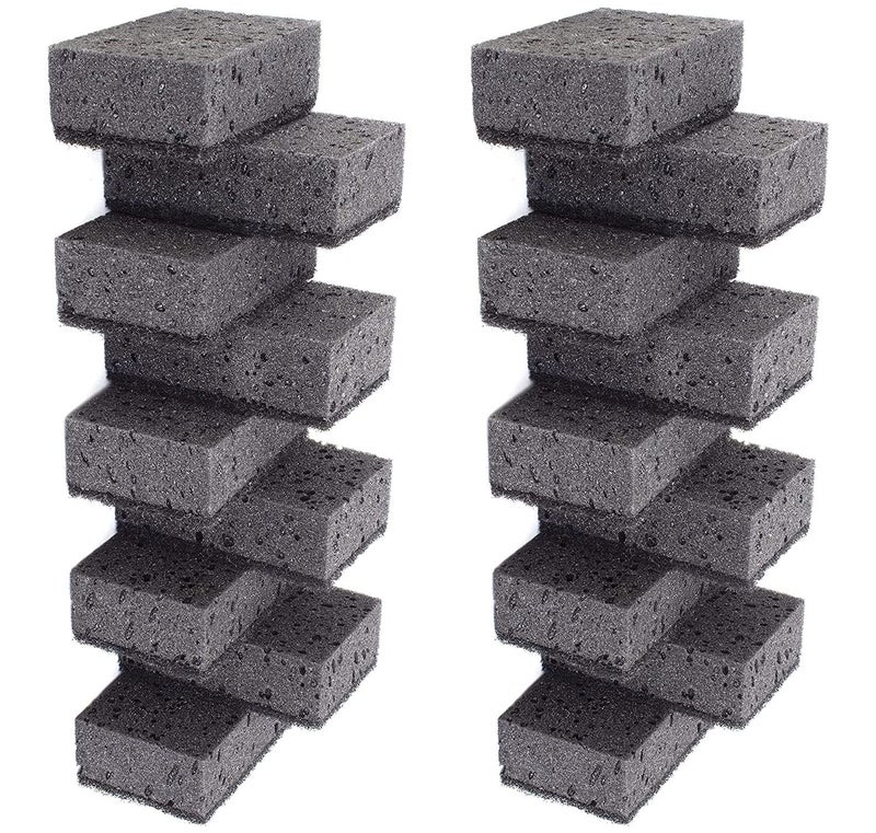 Okleen Black Multi Use Scrub Sponges. Made in Europe. 18 Pack, 4.3x2.8x1.4 inches. Heavy Duty Fiber. Odorless Durable Scrubber for Kitchen and Household Cleaning - Image 1