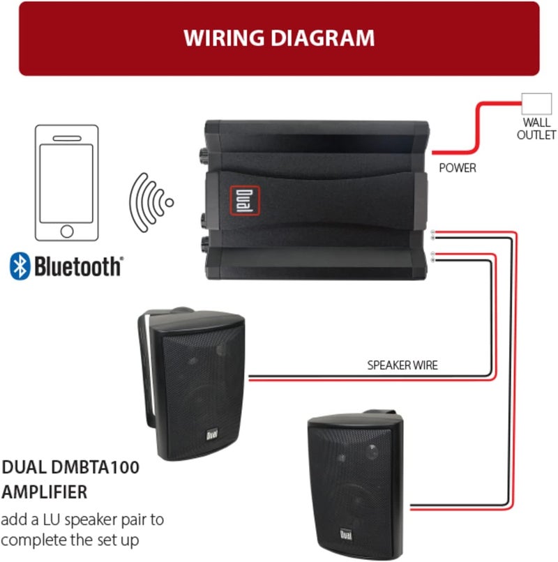 Dual Electronics DBTMA100 Black Micro 2 Channel Class-D Amplifier | 3.5 mm AUX Input | Stereo RCA Outputs | 100 Watts Peak Power | Up to 100ft of Wireless Bluetooth Range - Image 5