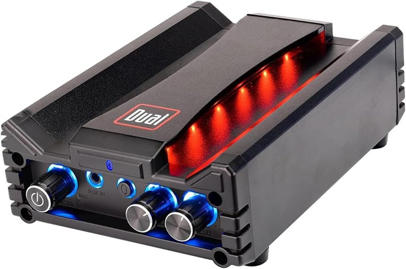 Dual Electronics DBTMA100 Black Micro 2 Channel Class-D Amplifier | 3.5 mm AUX Input | Stereo RCA Outputs | 100 Watts Peak Power | Up to 100ft of Wireless Bluetooth Range - Image 1