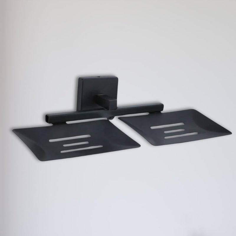 LUXIUR Double Soap Stand for Bathroom and Kitchen Sink, 304 Stainless Steel Soap Case for Wall Mount, Soap Dish, Soap Holder, Matte Black - Image 1