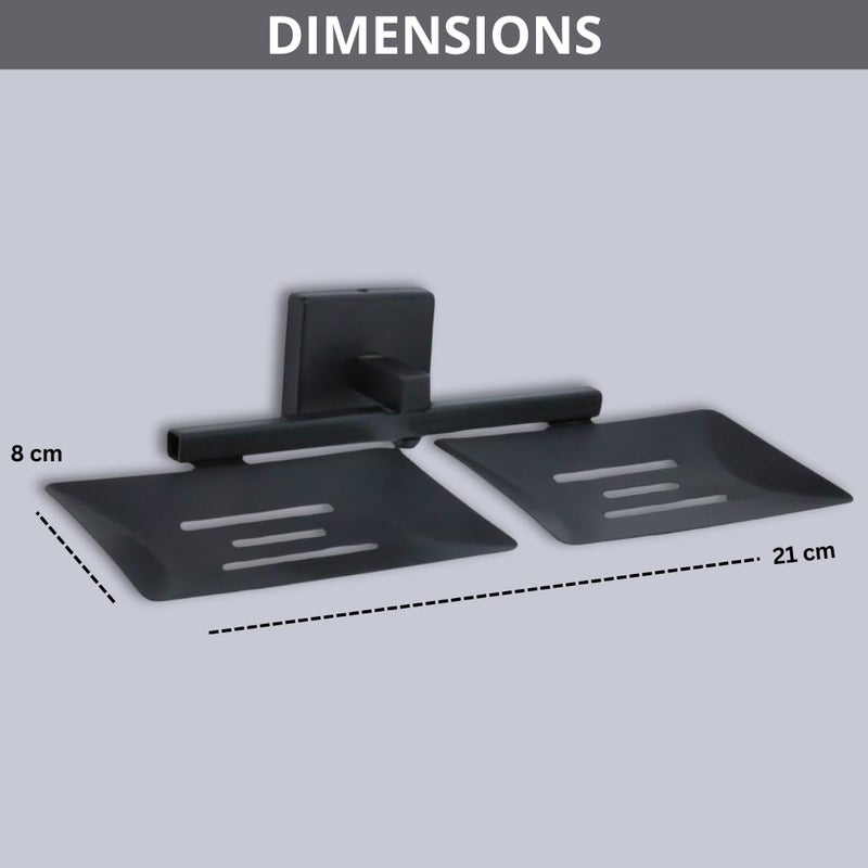 LUXIUR Double Soap Stand for Bathroom and Kitchen Sink, 304 Stainless Steel Soap Case for Wall Mount, Soap Dish, Soap Holder, Matte Black - Image 2