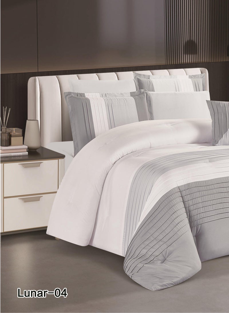 ريد روز مفرش سرير ملكي لونار مايكروفايبر صيفي بتصميم مقلم عصري وتطريز يضفي لمة اناقة مكون من 7 قطع مقاس 240*260 سم - Image 4