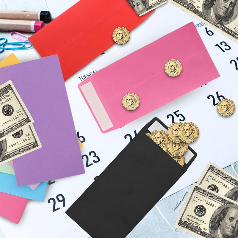 xflyxin Cash Envelopes 100 Pack 3.5x6.5 Inch, Red Envelopes, Coin Envelopes, Seed Envelopes, Colorful Envelopes Cash, Suitable for Budget, Checks, Coins, Jewelry, Small Items, Large - Image 4