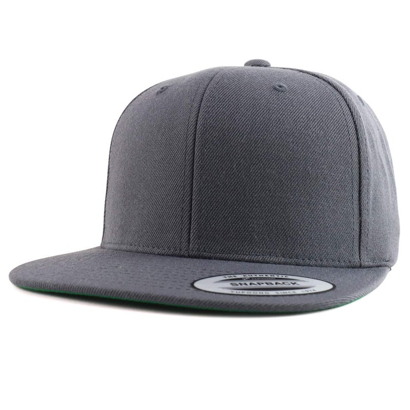 Armycrew Oversize XXL Structured Blank Flatbill Snapback Cap - Charcoal - 2XL - Image 1