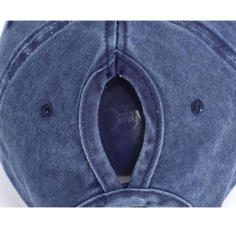 Solid Dark Blue Cotton Baseball Cap Sun Protection Hat for Women Summer Outdoors - Image 4