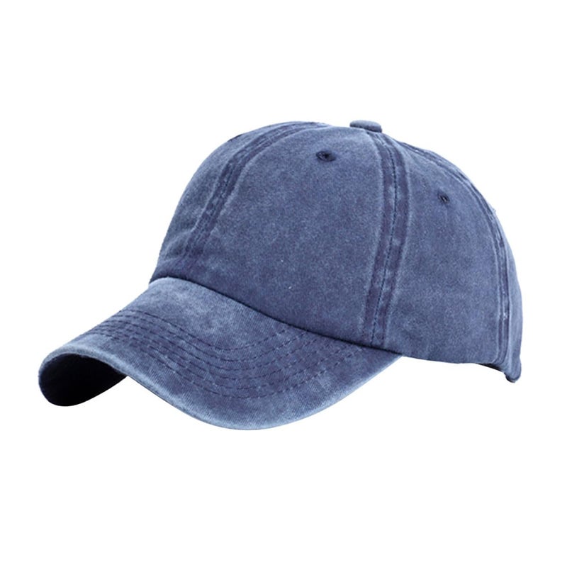 Solid Dark Blue Cotton Baseball Cap Sun Protection Hat for Women Summer Outdoors - Image 2