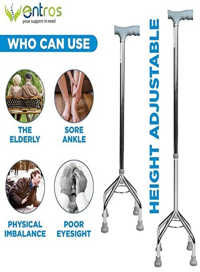 Entros KL932 Height Adjustable Quadripod 4 Leg Walking Stick for Senior Citizen, Old Elderly People, Patients & Handicap - Get 4 Bushes Free - Image 5