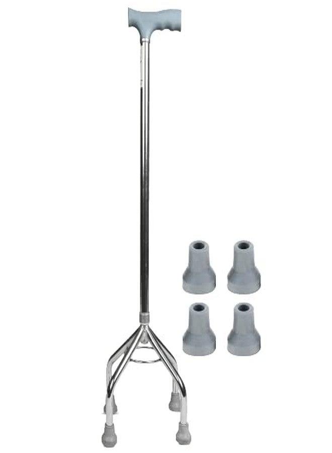 Entros KL932 Height Adjustable Quadripod 4 Leg Walking Stick for Senior Citizen, Old Elderly People, Patients & Handicap - Get 4 Bushes Free - Image 1
