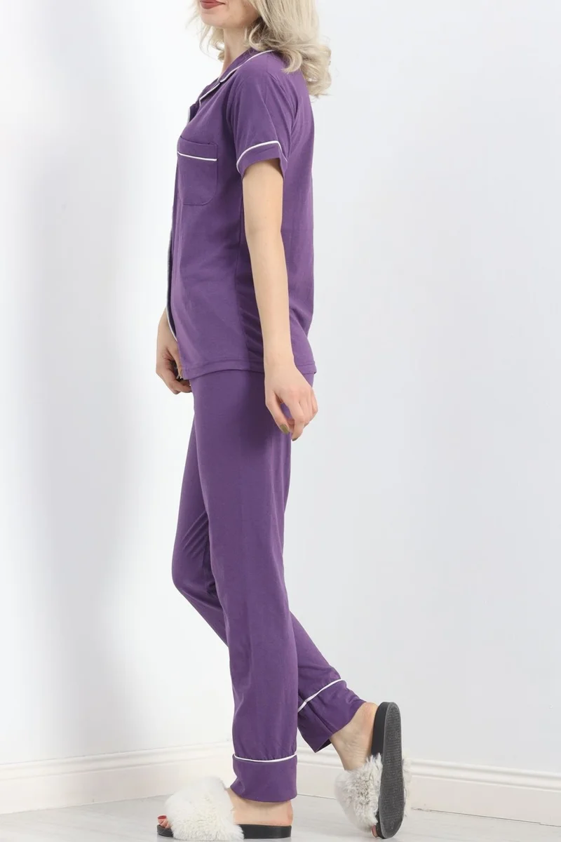 Ferrosso Buttoned Single Jersey Pajama Set Purple - 19223.1048.