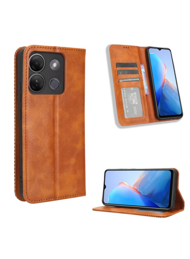 زبون جراب لهاتف Infinix Smart 7 HD X6516 مصنوع من الجلد بمشبك مغناطيسي بتصميم كلاسيكي - Image 1